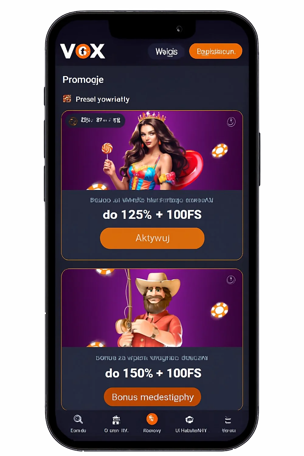 Zrzut ekranu aplikacji mobilnej VOX Casino - Widok 3